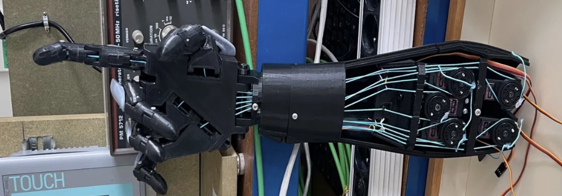Photograph of the robotic-hand hardware retained from the original portfolio.